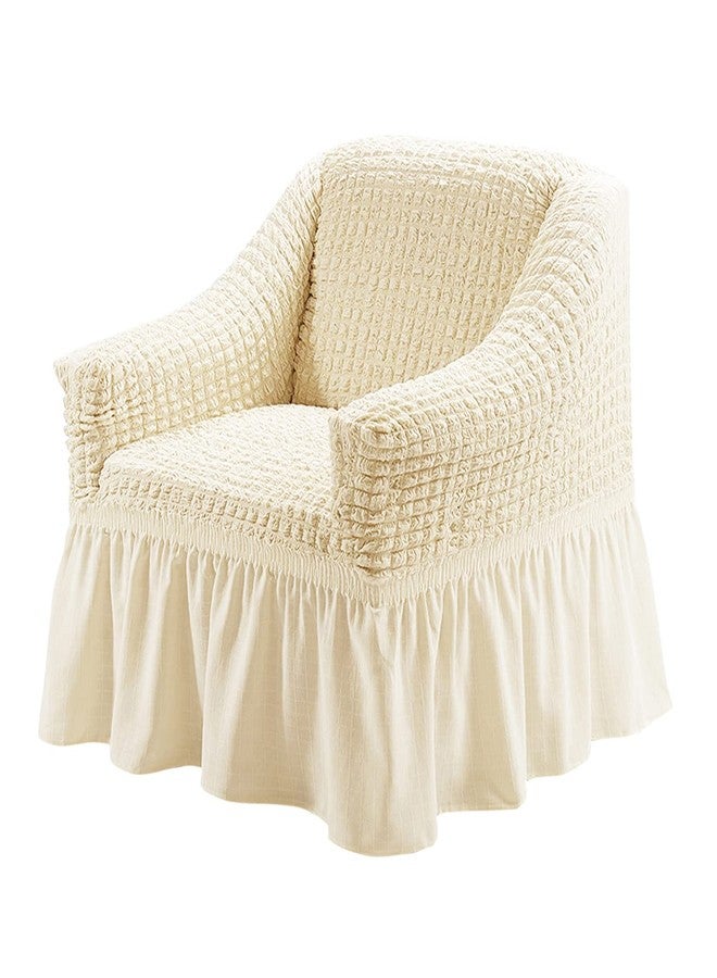 Jeloris Stretch Armchair Slipcover Easy Fitted Sofa Couch Cover with Skirt, Durable Washable Universal High Elastic Furniture Protector for Kids, Pets (Small, Off-White) - Image 1